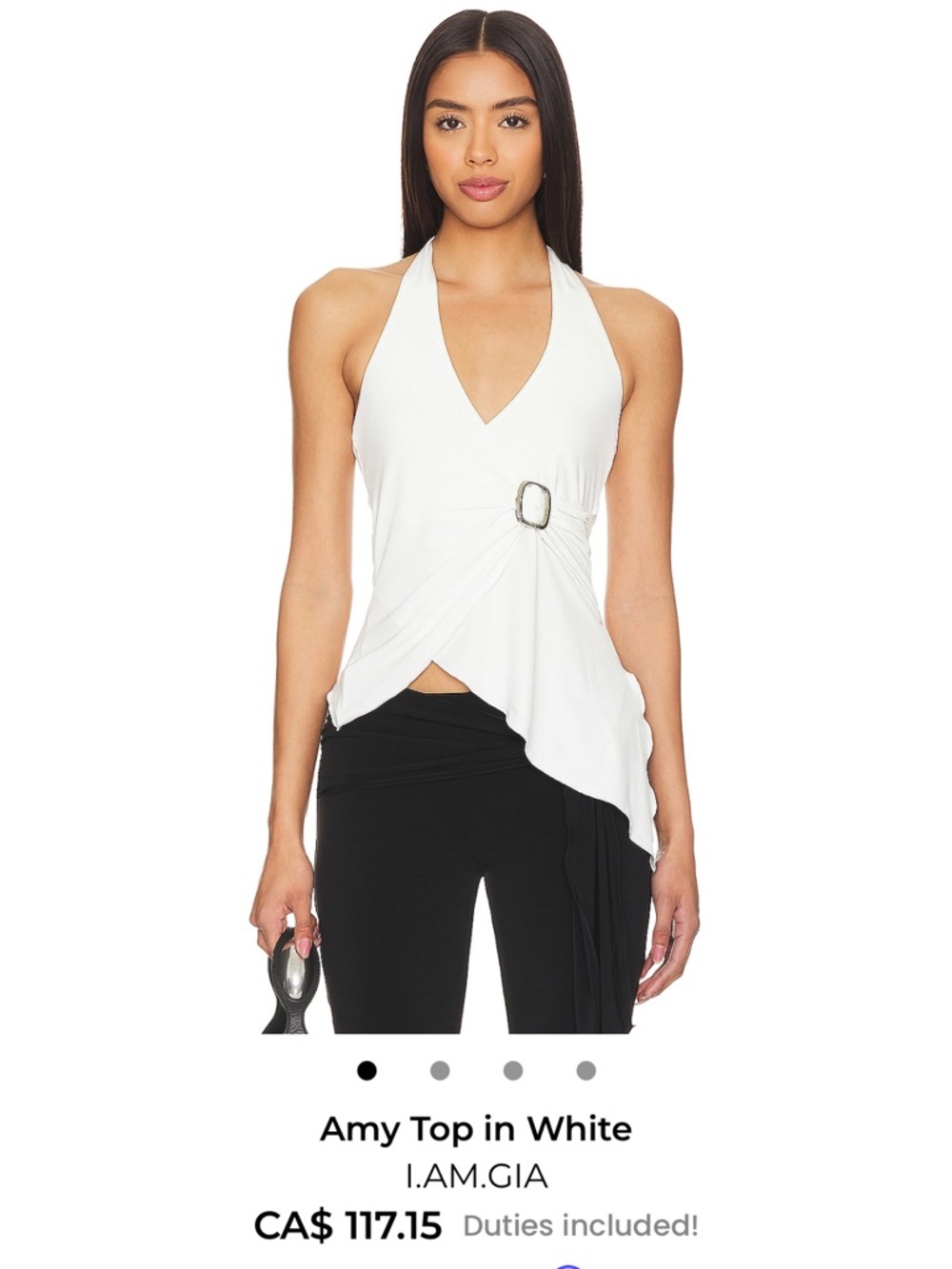I.AM.GIA Cream Halter Top with Buckle Accent